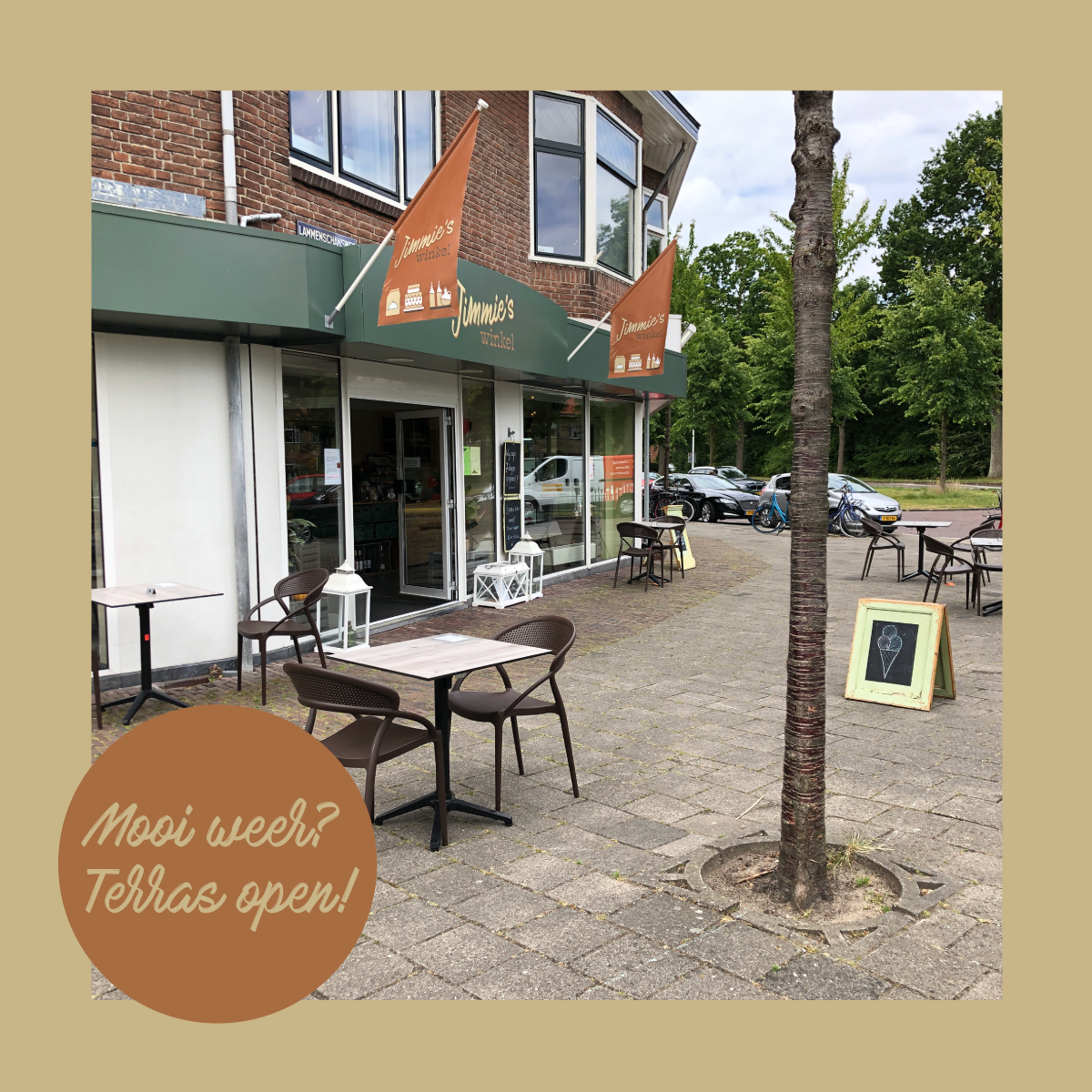 Terras open bij mooi weer